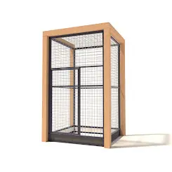 Aluminium Kattenren Deluxe met Douglas Staanders  13mm gaas  124 x 116 x 197 cm