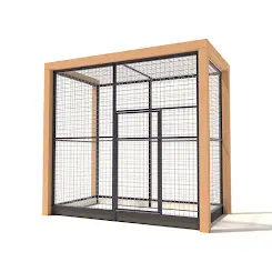 Aluminium Kattenren Deluxe met Douglas Staanders  50mm gaas  214 x 116 x 197 cm