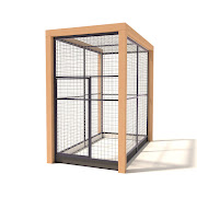Aluminium Kattenren Deluxe met Douglas Staanders  50mm gaas  120 x 210 x 197 cm