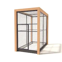 Aluminium Kattenren Deluxe met Douglas Staanders  50mm gaas  120 x 210 x 197 cm