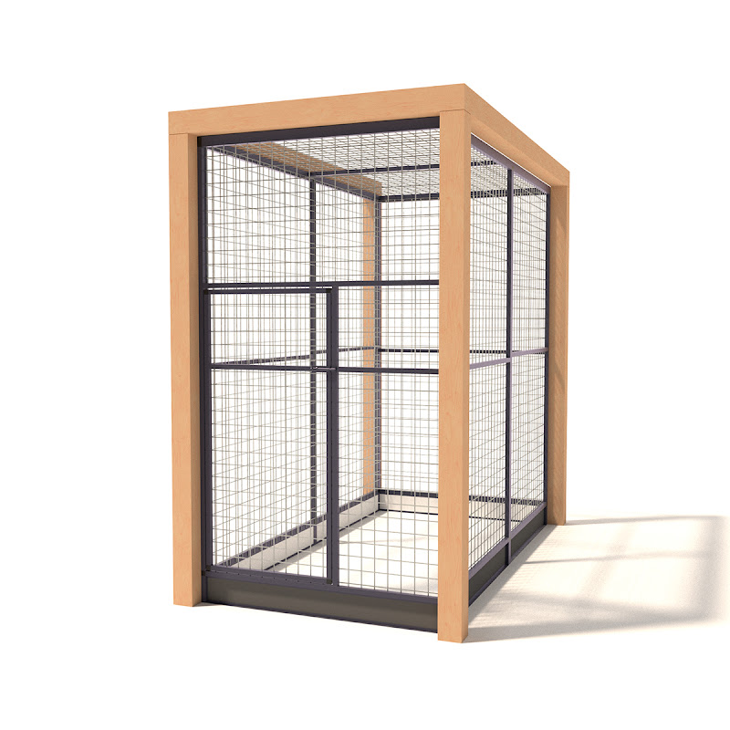 Aluminium Kattenren Deluxe met Douglas Staanders  50mm gaas  120 x 210 x 197 cm