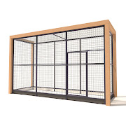 Aluminium Kattenren Deluxe met Douglas Staanders  50mm gaas  328 x 116 x 197 cm