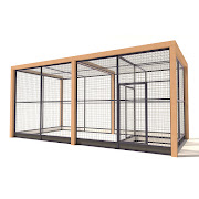 Aluminium Konijnenren Deluxe met Douglas Staanders | 50mm gaas | 434 x 210 x 197 cm