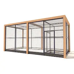 Aluminium Konijnenren Deluxe met Douglas Staanders | 50mm gaas | 434 x 210 x 197 cm