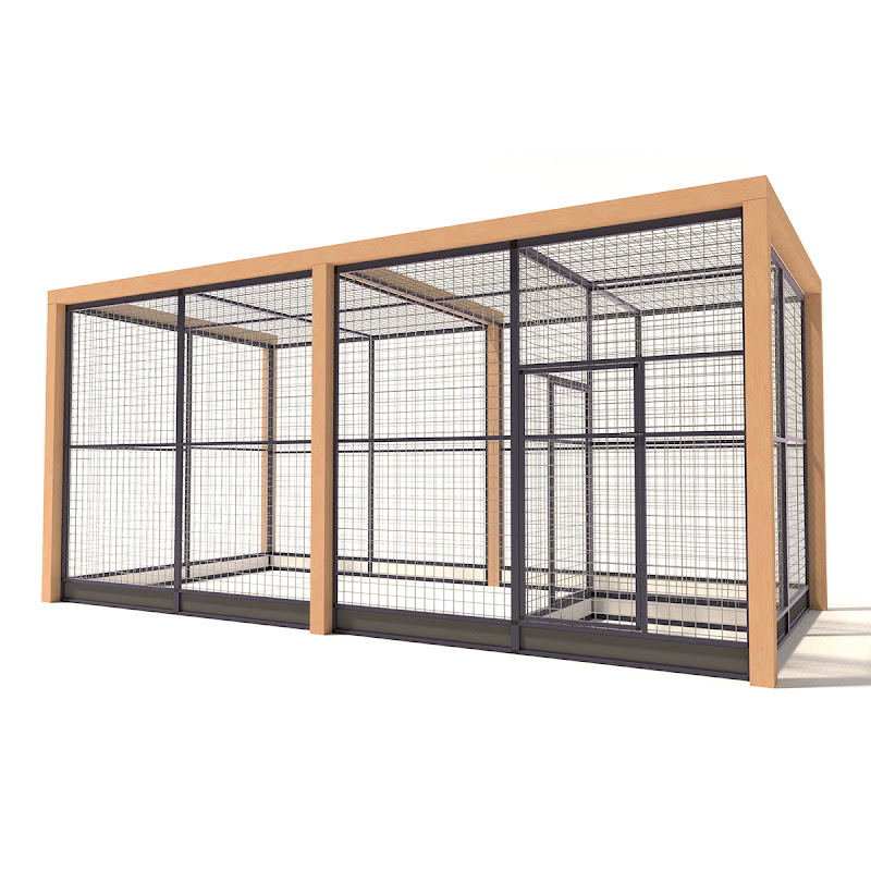 Aluminium Konijnenren Deluxe met Douglas Staanders | 50mm gaas | 434 x 210 x 197 cm