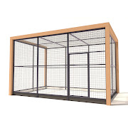 Aluminium Kattenren Deluxe met Douglas Staanders  50mm gaas  324 x 210 x 197 cm