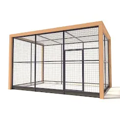 Aluminium Kattenren Deluxe met Douglas Staanders  50mm gaas  324 x 210 x 197 cm