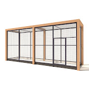 Aluminium Konijnenren Deluxe met Douglas Staanders | 50mm gaas | 439 x 116 x 197 cm