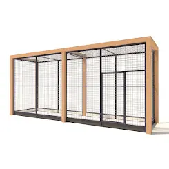 Aluminium Konijnenren Deluxe met Douglas Staanders | 50mm gaas | 439 x 116 x 197 cm