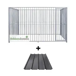 Hondenkennel Deur Rechts met Dak  3 x 3 meter  S8  P5