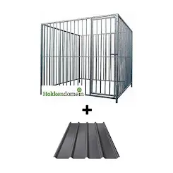 Hondenkennel Deur Rechts met Dak  2 x 2 meter  S8  P15